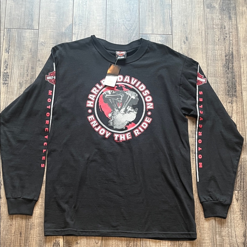 NWT vintage Harley-DavidsonWestminster CA Black and Red Graphic Long Sleeve Tee
